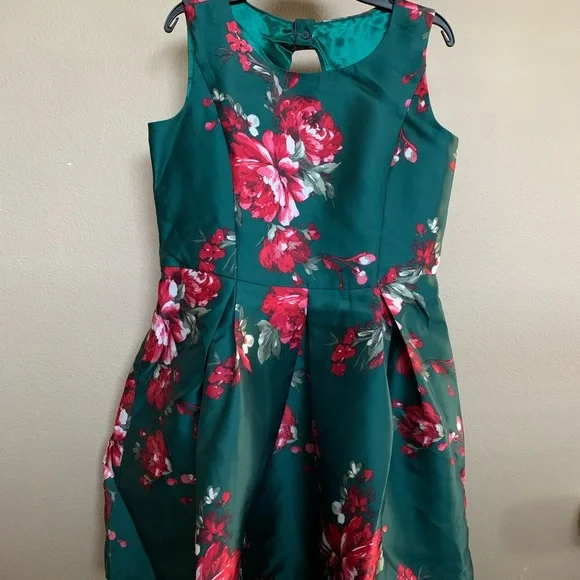 The Children's Place | Dresses | Childrens Place Youth Adult Green Floral  Christmas Holiday Dress | Poshmark